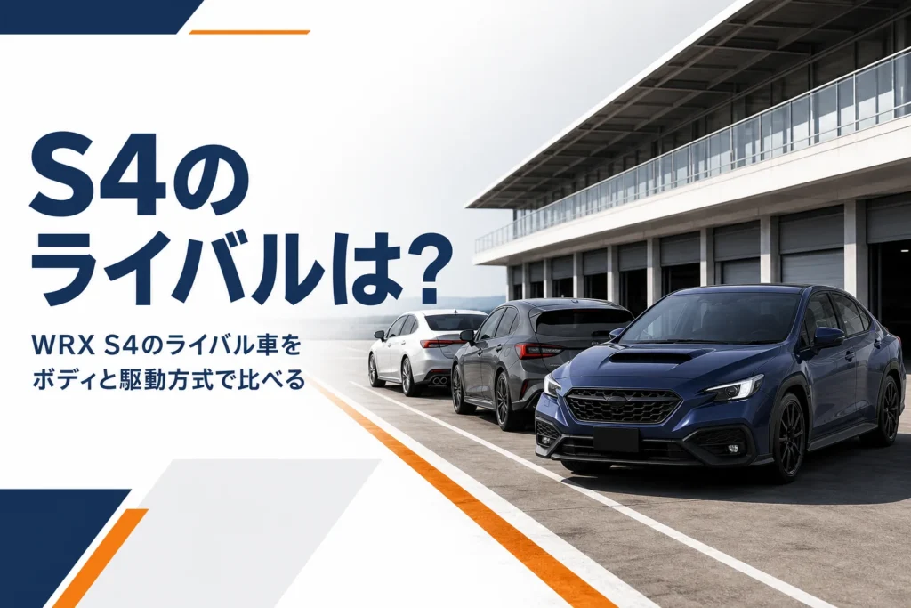 ピットロードに並ぶスポーツセダンとハッチバック